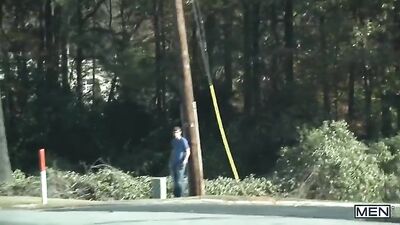 Hitchhiker Pays for Ride: Gay Porn Action Amateur Ass Play