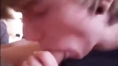 Young Blonde Boy Sucks Big Cock and Swallows Cum!