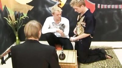 Gay Bareback Tea Party Threesome! Passionate Males and Unprotected Sex