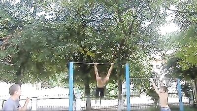 Ukraine School Yard Gymnatics: The Boys Secret Practice!