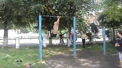 Ukraine School Yard Gymnatics: The Boys Secret Practice!