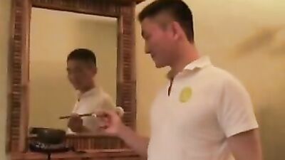 Asian Menage a Trois: Latino Boy Gets Double Massage!