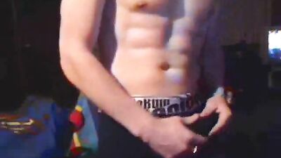 Sexy lad wanks big cock and cums in hot web-cam show!
