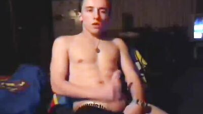 Sexy lad wanks big cock and cums in hot web-cam show!