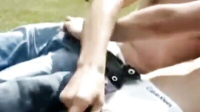 Cum Shots on White CKs: Mutual Handjob Delight