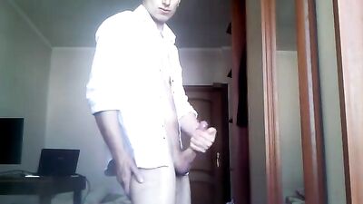 Jerking White Shirt: Gay Porn Solo Video