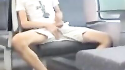 Gay Porn Train Jerk-Off: Amateur Men Get Off in Public