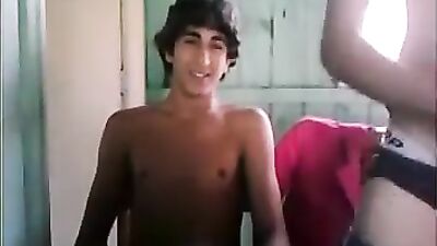 Two Brazilian boys playing with each others dick for a fake webcam show