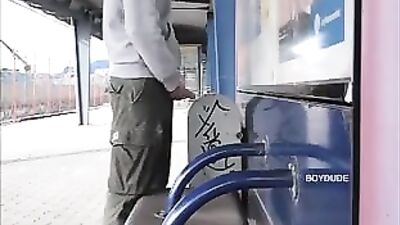 Gay Porn Quickie Train Station Platform Cum