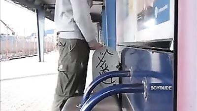 Gay Porn Quickie Train Station Platform Cum