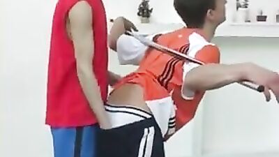 Two Twinks Bareback Workout - Action! Two hot twinks get into the action with some mutual wanking, sucking and bareback fucking ending in two hot cumshots!