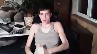 He Cums on His Shirt - Web-Cam Porn Explosion!