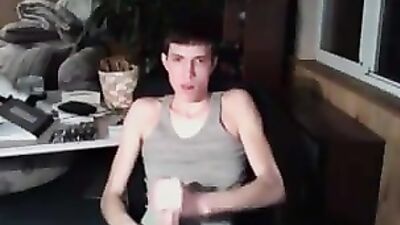 He Cums on His Shirt - Web-Cam Porn Explosion!