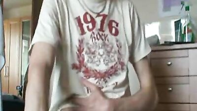 Spread chest cum and self eat