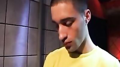 Gay Porn - Public Toilet Hookup - Barebacking Action with three hot cum-loads