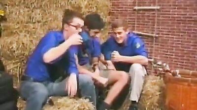 Teens in the barn