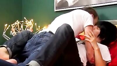 Hot Twink Threesome: Two Cocks and One Tiny Body