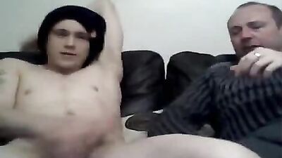Gay Porn - Dads Bisexual Handjob with Twink on Cam
