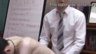 Office Bareback Gangbang with Three Handsome Lads!