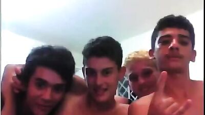 Young Web-Cam Masturbators - Four Hot Boys Pumping Their Loads!