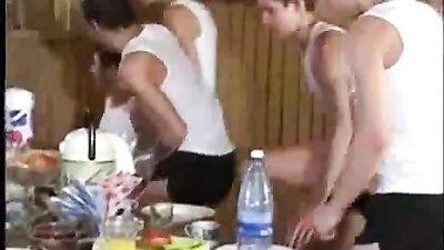 Table Fuck Revisited - Blond Twinks Bareback on the Table!