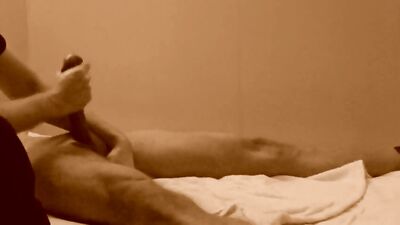 Tied Spreadeagle Handjob - Amateur Cum Shots Handjob