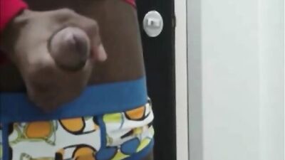 Gay Porn Toilet Phone Wank: Big Brown Cock Amateur Cum Record!