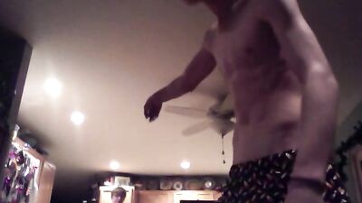 Two Shirtless Teens Compare Bodies