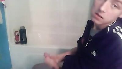 Masturbating in the Bathroom for Gay Porn Stars - Web-Cam Handjob