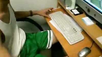 Watching sex masturbating by the computer