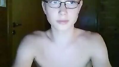 Young Blonde Nerdy Web-Cam Boy Masturbates in First Time Solo Session!