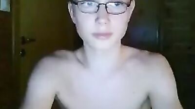 Young Blonde Nerdy Web-Cam Boy Masturbates in First Time Solo Session!