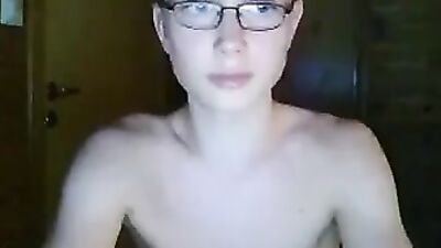 Young Blonde Nerdy Web-Cam Boy Masturbates in First Time Solo Session!
