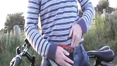 Blond Bike Boy Cum Party: Oral Sex and Jerking Outside Adventure!