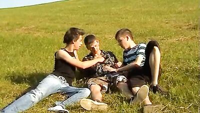 Young Wild Outdoor Bareback Three-Way!