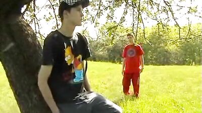 Gay Threesome in Nature - Action Bareback Ass Play