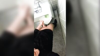 Young Jacks Off in Public Restroom - Amateur Cum Shots Fetish