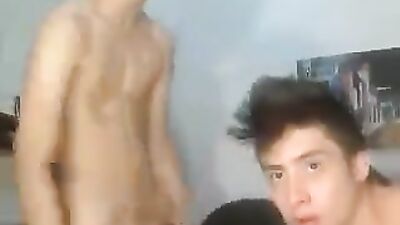 Two Teen Hunks Bareback and Suck Huge Cocks