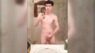 Mirror Masturbation - Amateur Cum Shots Handjob