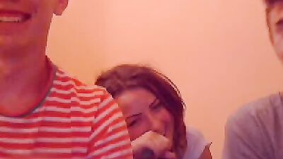 Her boyfriend and a friend: Bisexual Amateur Action