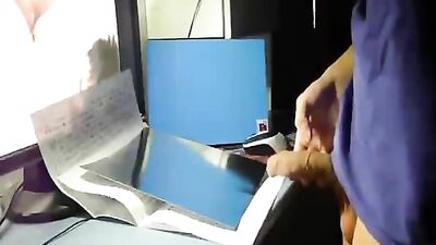 Watching Purple Buddys Cum Shots on Computer - Gay Porn Action Amature!