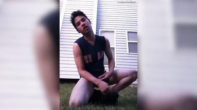 Exposed Public Outdoor Gay Yard Jack-Off