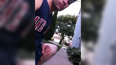 Exposed Public Outdoor Gay Yard Jack-Off