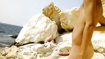 Jerking on the Beach: Public Cum Shots and Big Cocks Handjob!