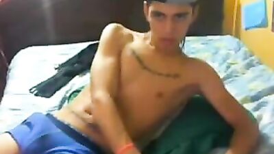 Latino Twink Blue Underwear Cam Boy - Bareback Threesome!