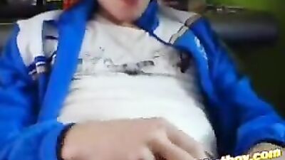 She masturbates with his blue jacket