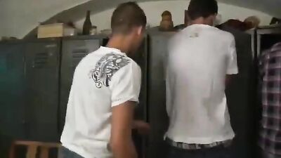 Locker Room Gang Bang - Bareback Group Sex