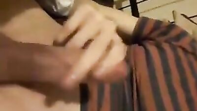 Striped Tee Stroke: Gay Amateur Handjob Cum Shots!