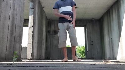 Outdoor Moans & Huge Cum - Young Guy Jerks Off