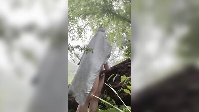 Hardcore Hiking in the Rain - Completely Naked and Cumshot